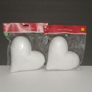DIY White Jumbo Foam HEART love Valentines Craft Heart Set 2 Pcs New